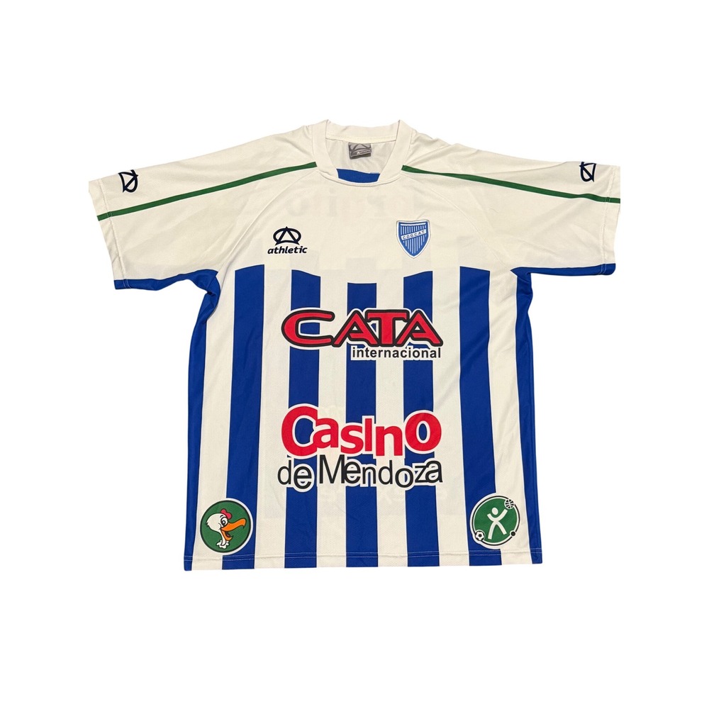 Athletic Godoy Cruz Soccer Jersey Mens Medium Blue White Striped Argentina CATA